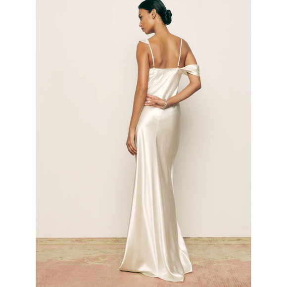 Reformation Ronda Silk Dress Ivory - Picture 7 of 13